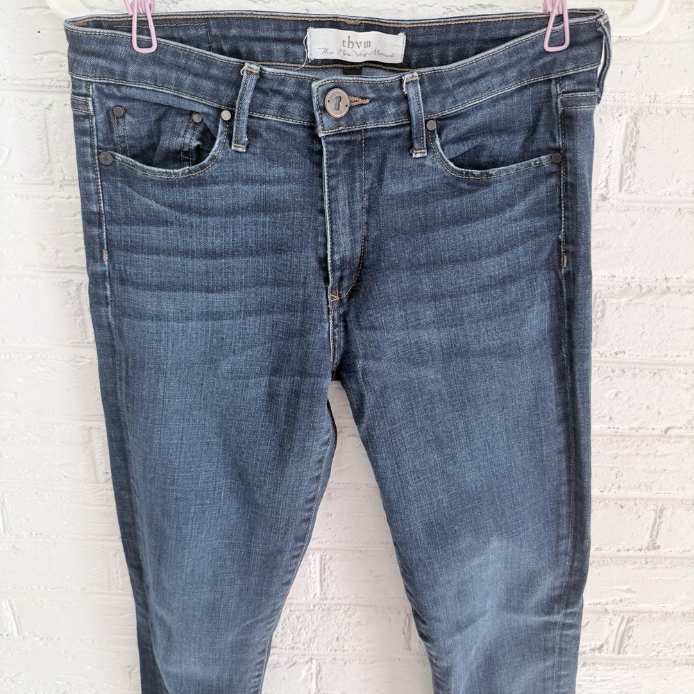 THVM Skinny Jeans Blue Denim Dark Wash Wash Women's Regular Size 29 5-Pocket - Picture 2 of 8